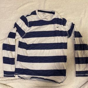 Blue and white striped medium HOLLISTER long sleeve crew neck